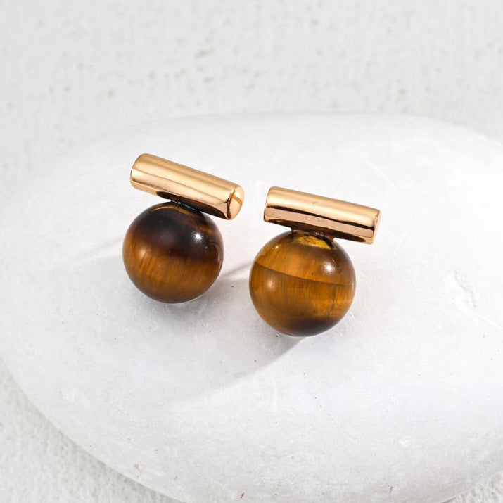 Tiger eye silver earrings
