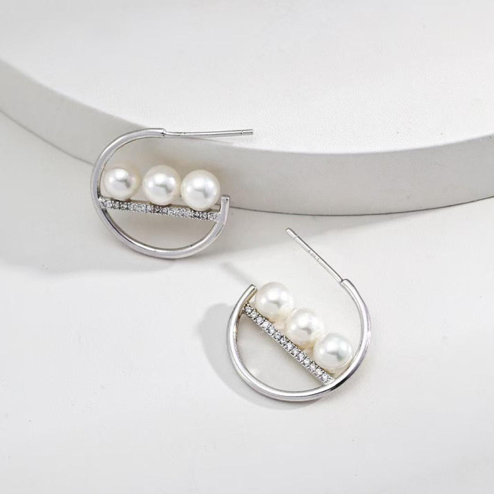 Fresh water pearls silver earings